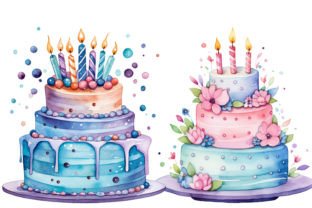 Watercolor Cute Birthday Cake Clipart Graphic by Nayem Khan · Creative ...
