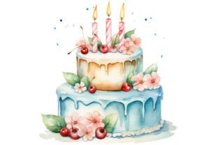 Watercolor Cute Birthday Cake Clipart Graphic by Nayem Khan · Creative ...