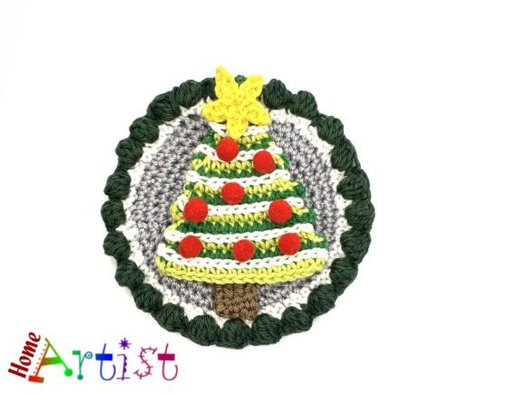 Button Tree Crochet Applique