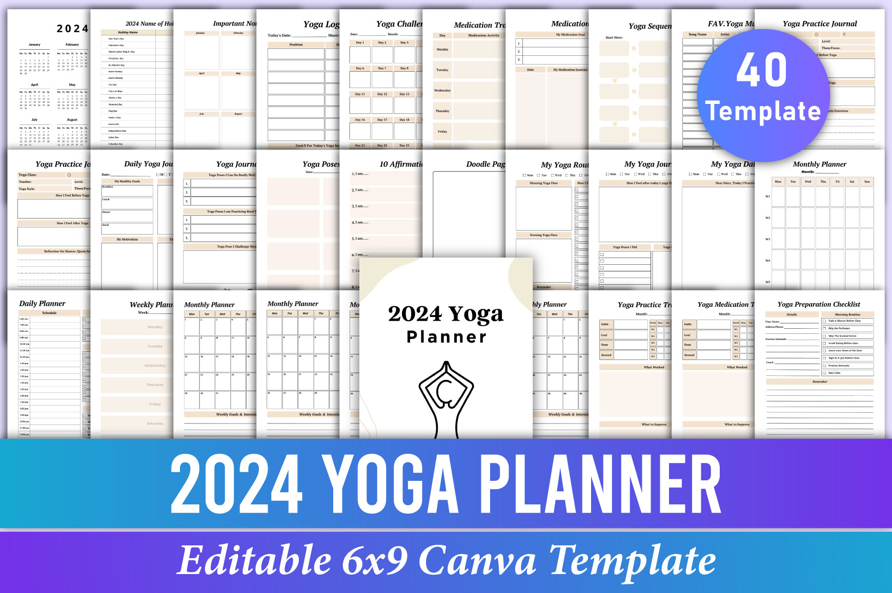 Editable 2024 Yoga Planner Canva Kdp Graphic by Mustafiz · Creative Fabrica