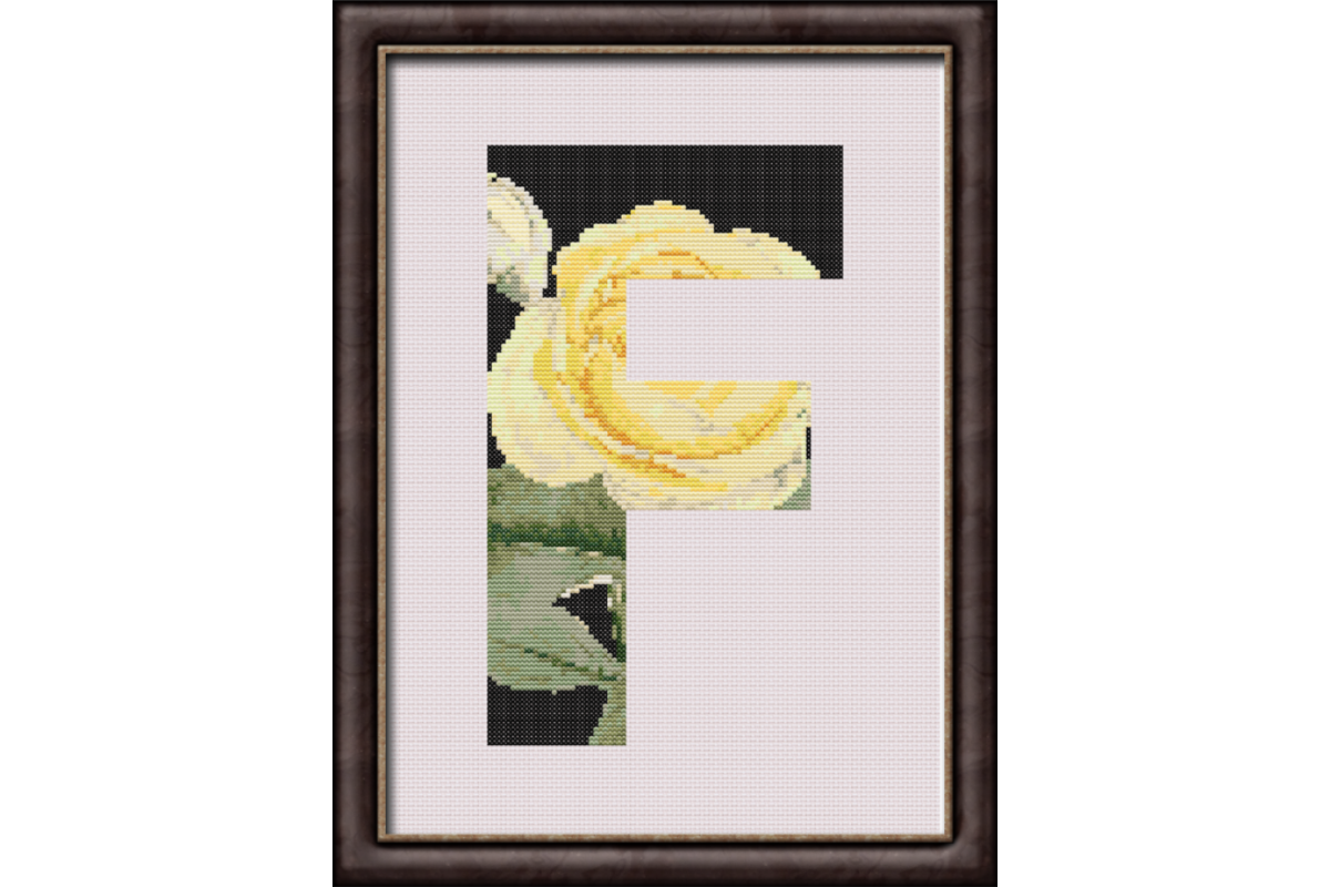 Yellow Rose on Black F Monogram