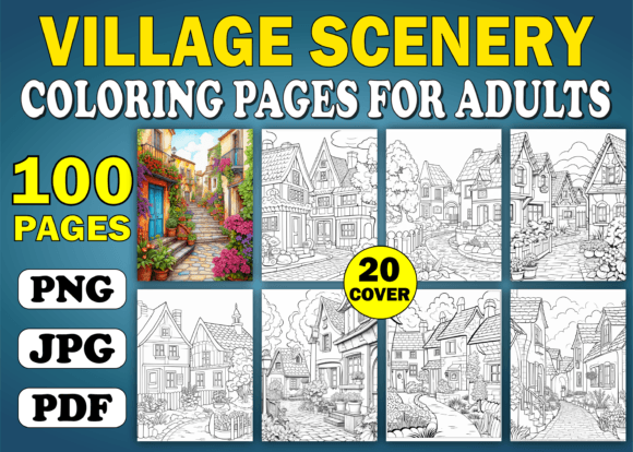 100 Village Scenery Coloring Pages Adult