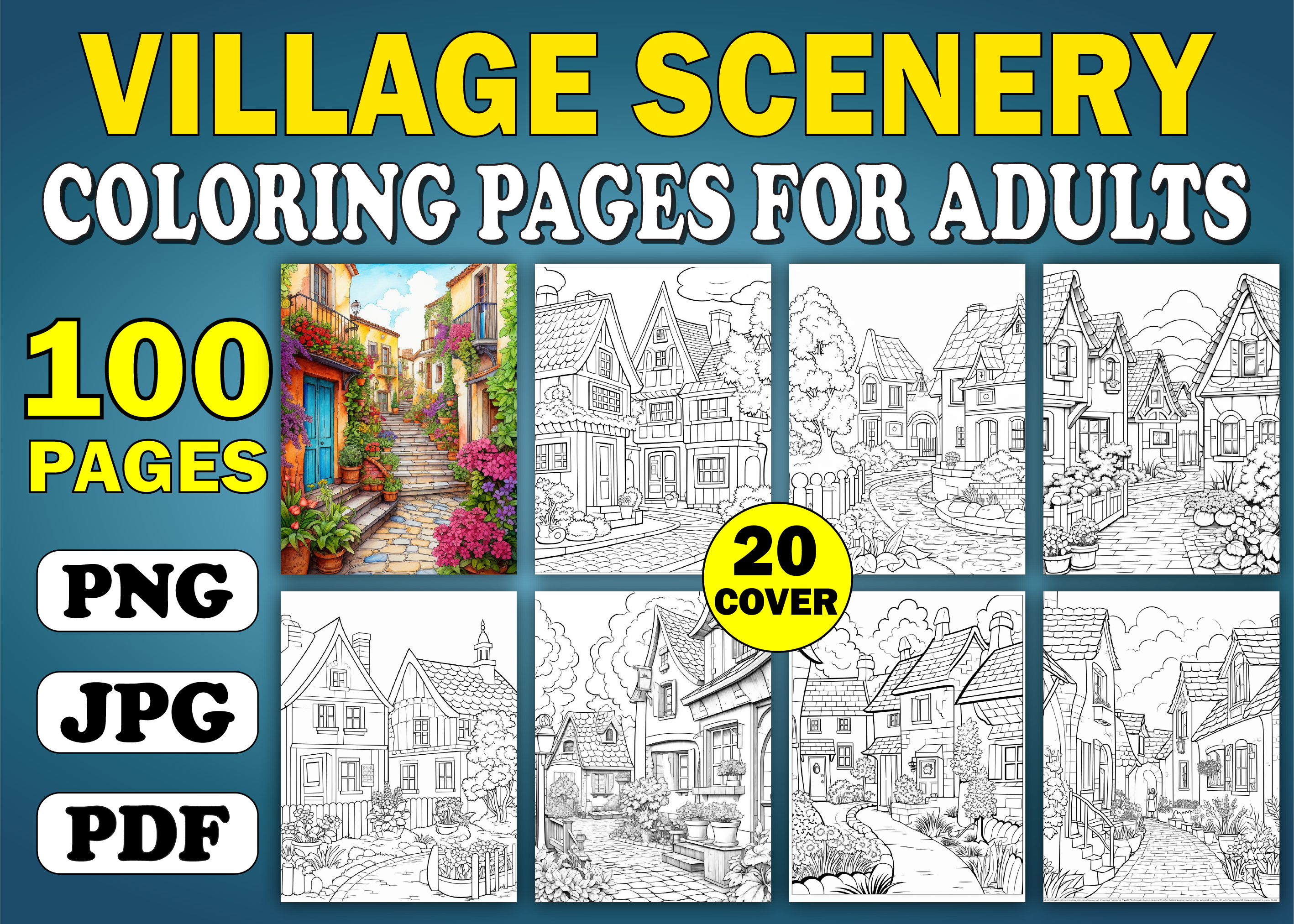 100 Village Scenery Coloring Pages Adult