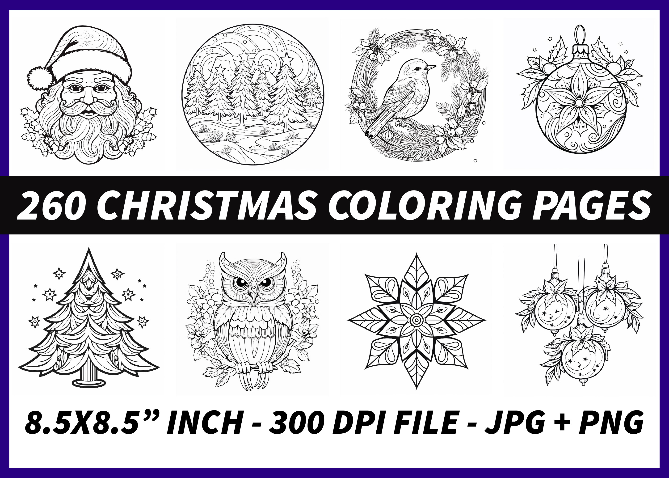 260 Christmas Coloring Pages for Adults