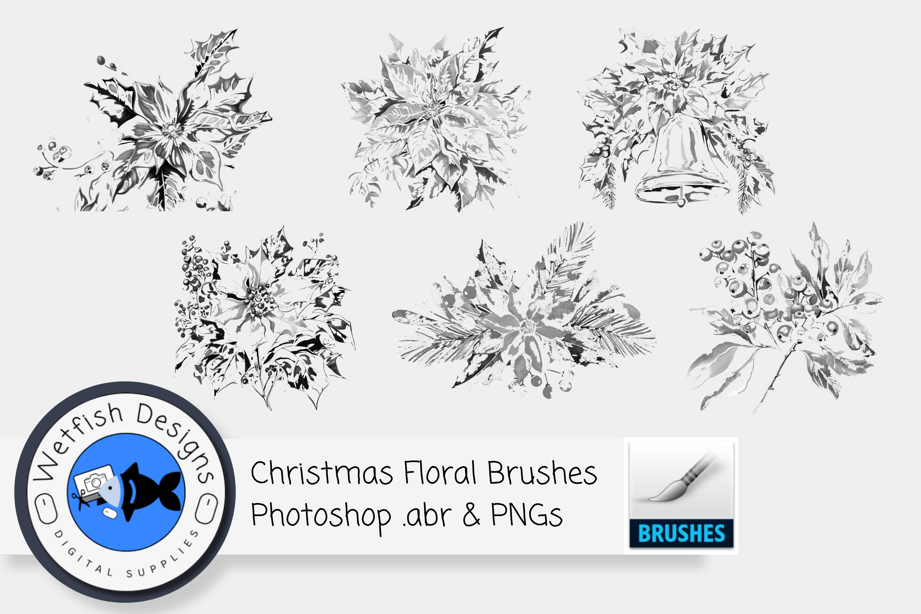 6 High Resolution Christmas Brushes PNG