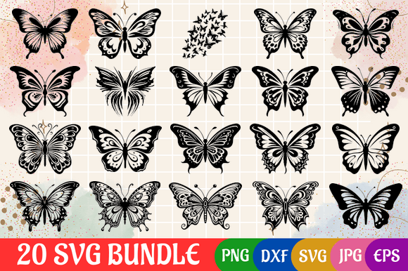 Butterfly Exclusive SVG Black Master Set Graphic AI Illustrations By Creative Oasis