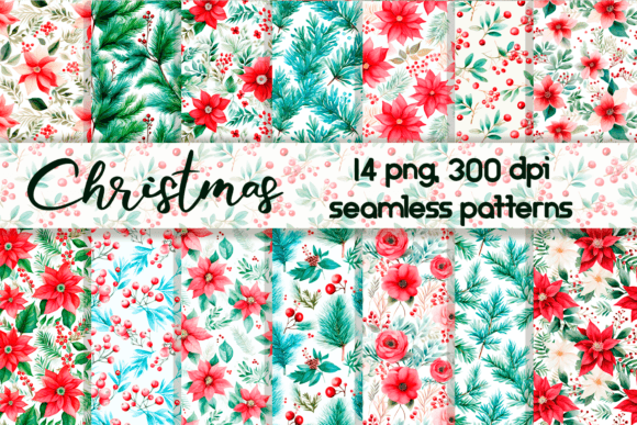 Christmas Floral Seamless Patterns