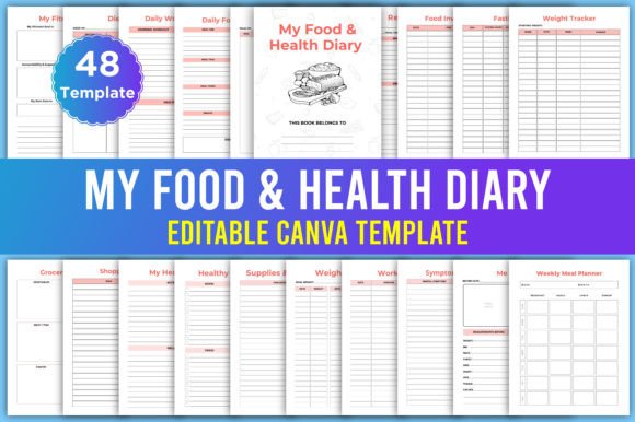 Editable My Food & Health Diary Canva Template