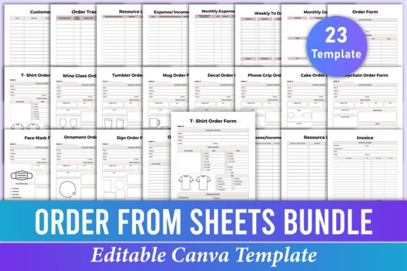 Editable Order from Sheets Bundle Canva
