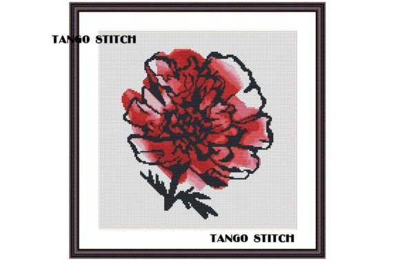 Peony Flower Cross Stitch Watercolor