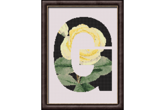 Yellow Rose on Black G Monogram