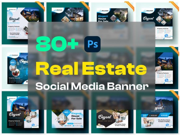 Preview of 80+ Mega Real Estate Social Banner real estate social media template