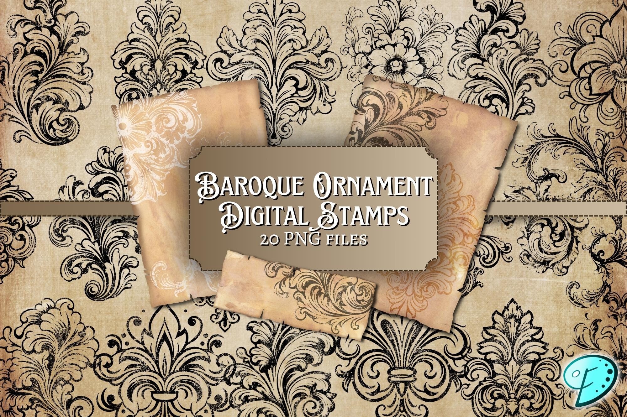 Baroque Ornament Digital Stamps Bundle