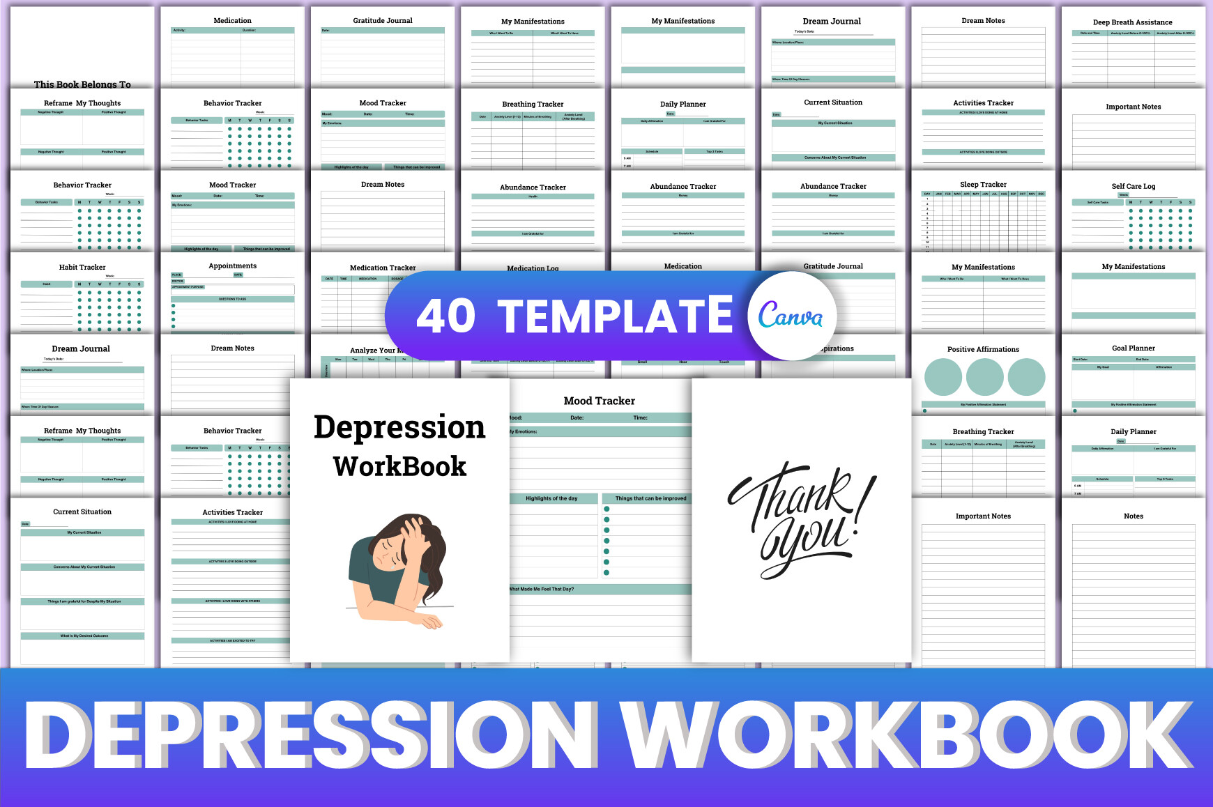 Depression Workbook Canva Interior Graphic by munjixpro · Creative Fabrica