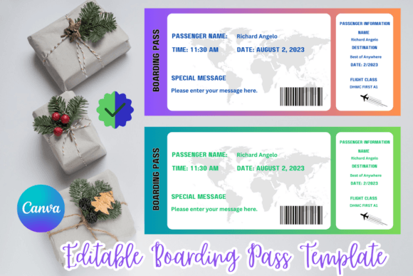Editable Boarding Pass Canva Templates