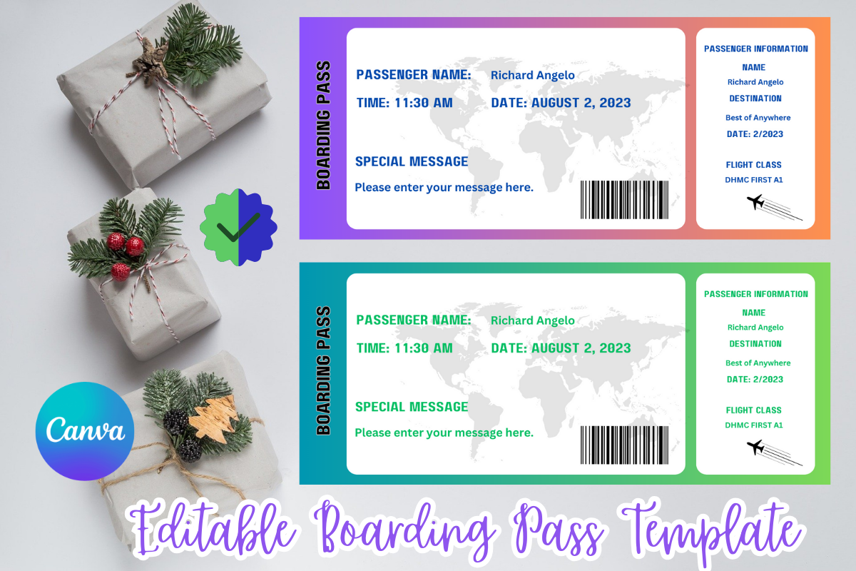 Editable Boarding Pass Canva Templates