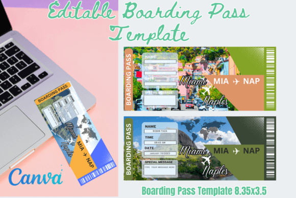 Editable Boarding Pass Canva Templates