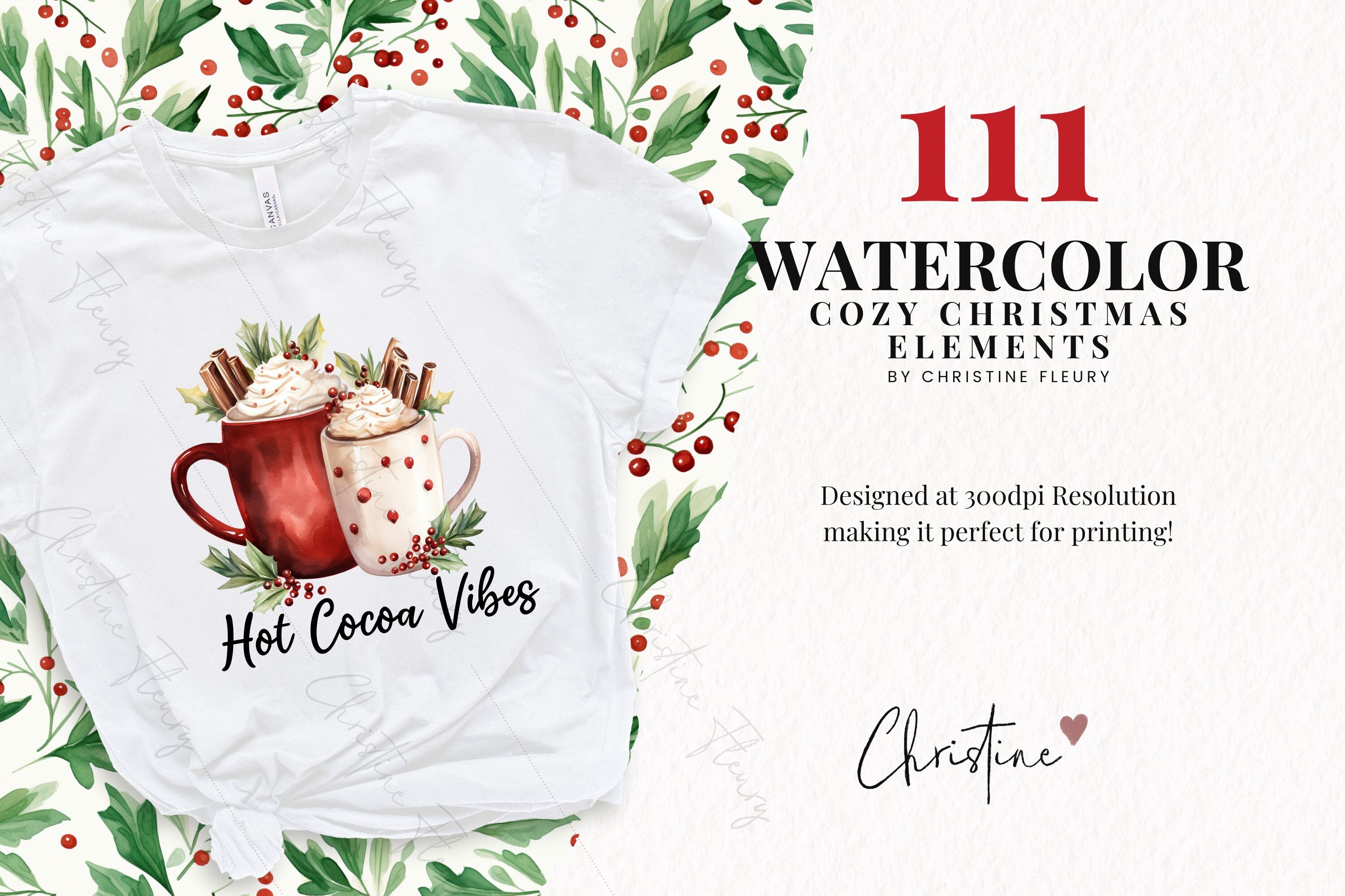 Huge Watercolor Cozy Christmas Bundle - photo 3