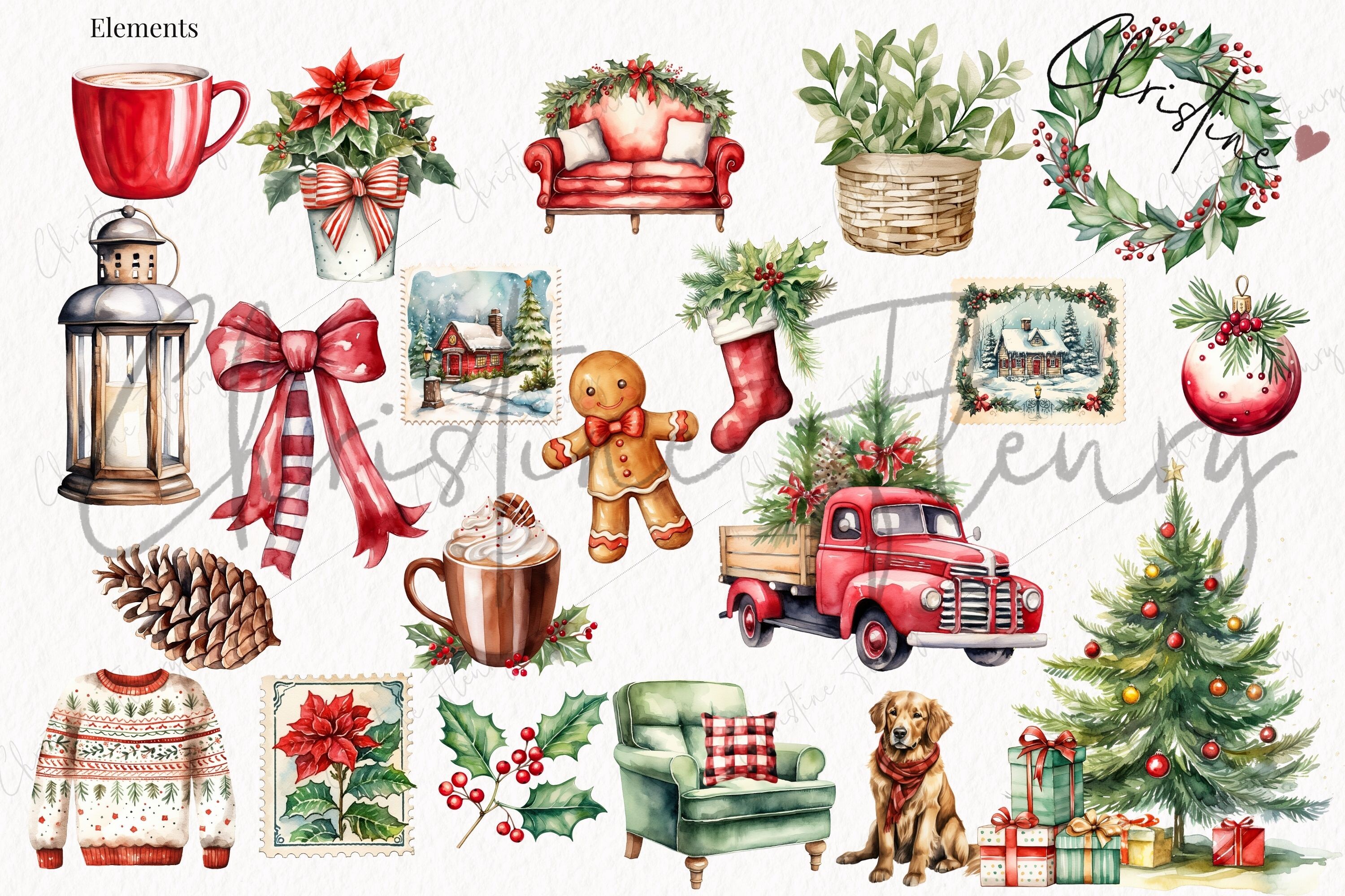 Huge Watercolor Cozy Christmas Bundle - photo 5