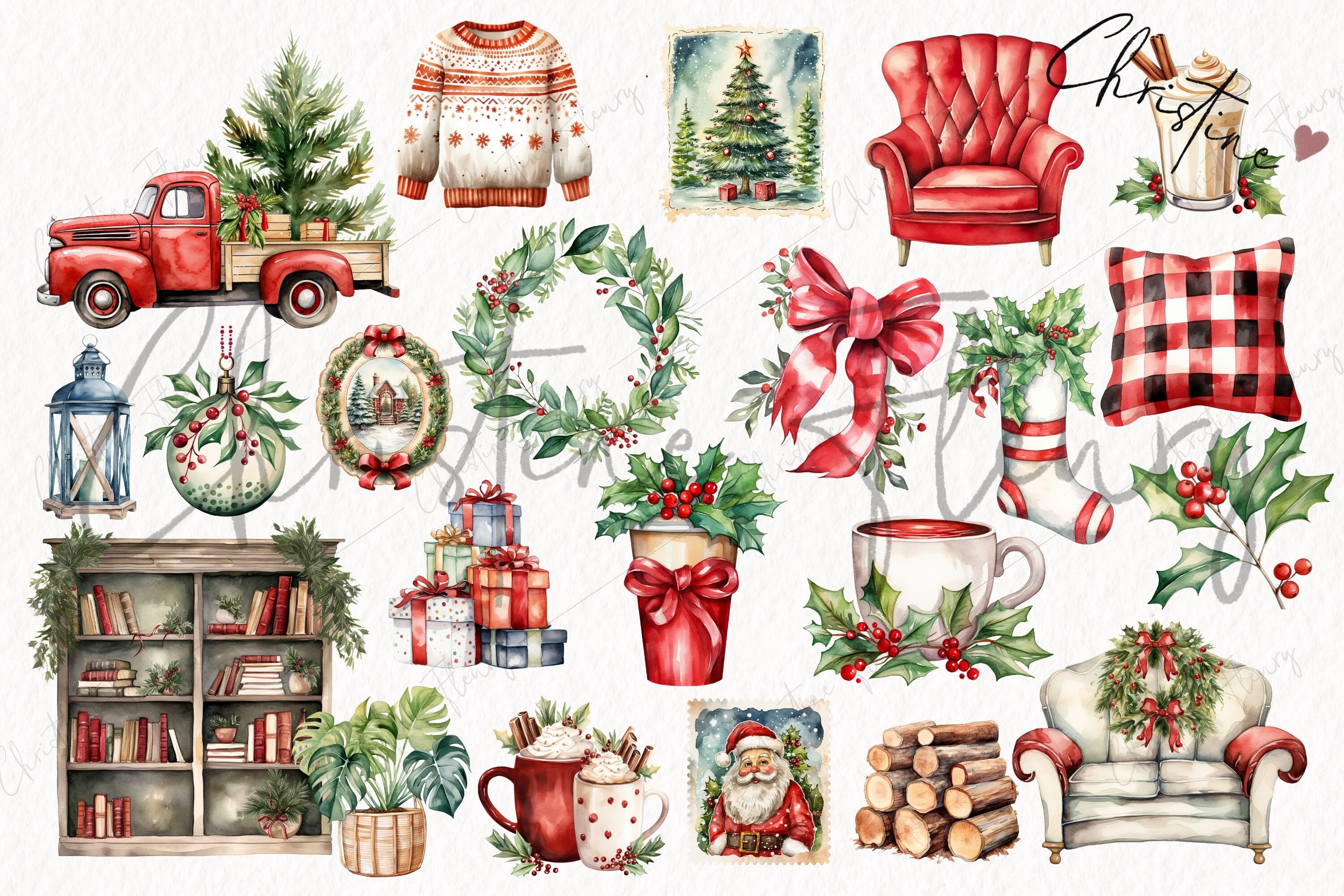 Huge Watercolor Cozy Christmas Bundle - photo 7