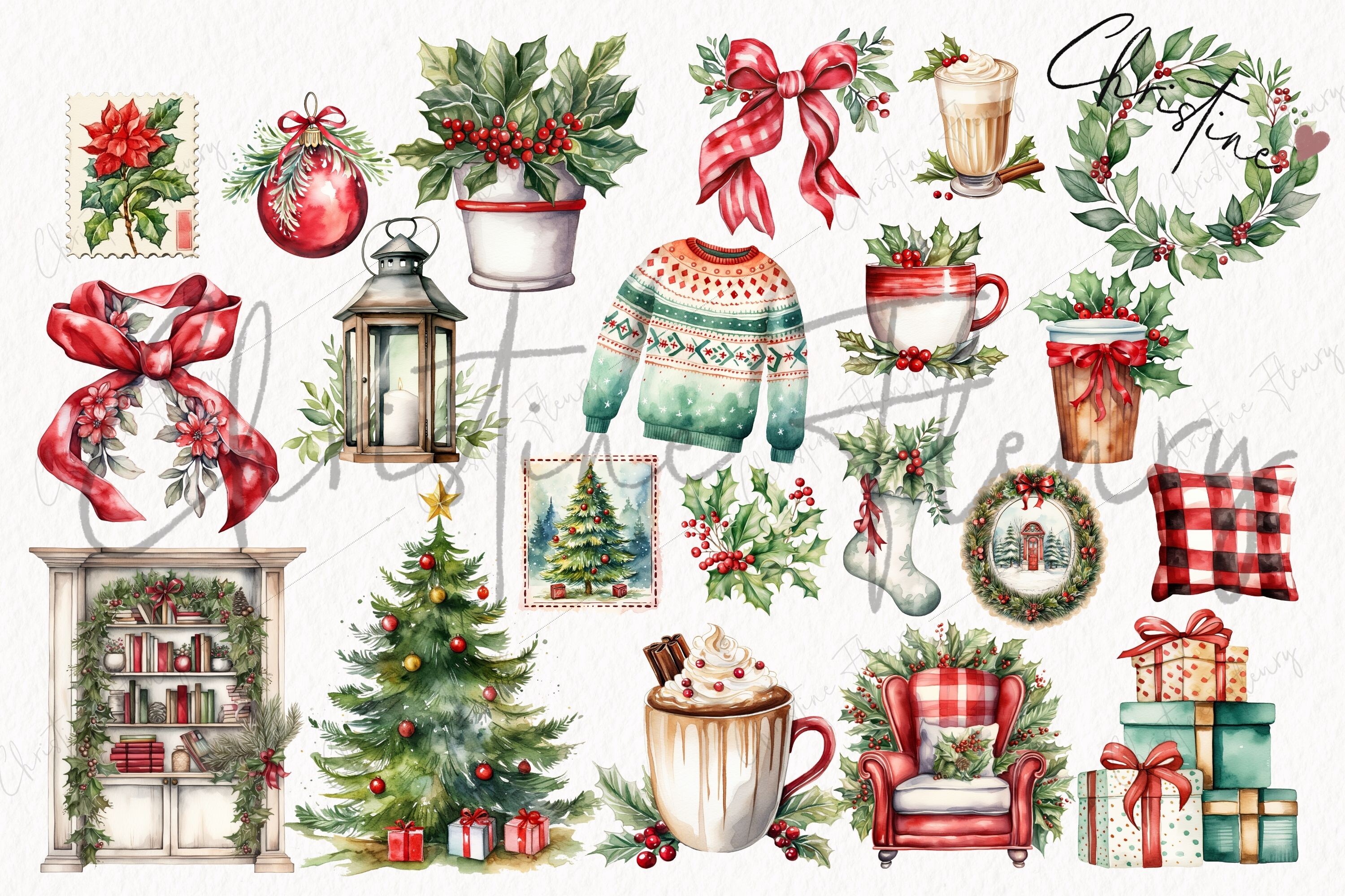 Huge Watercolor Cozy Christmas Bundle - photo 8