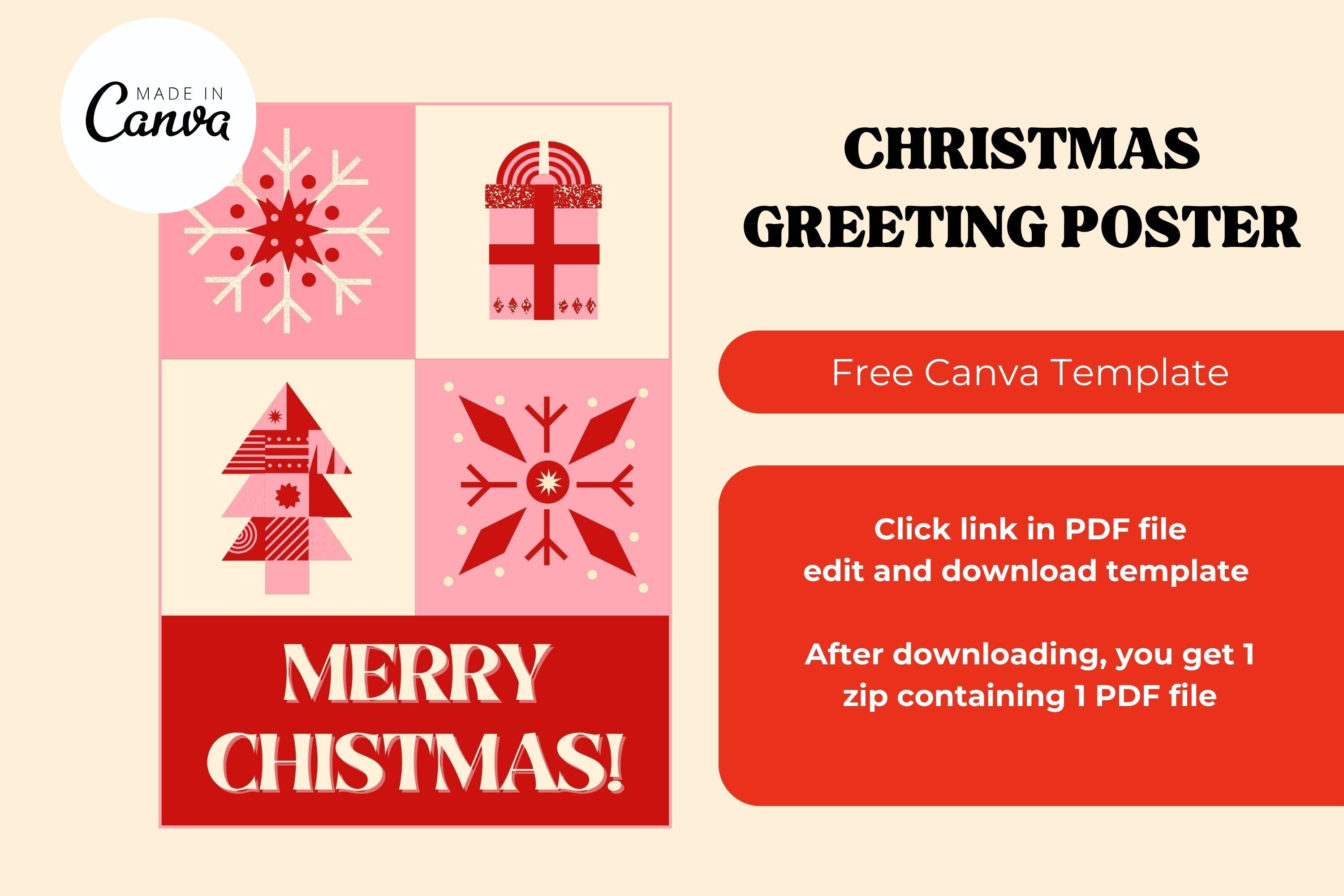 Merry Christmas Poster Canva Template