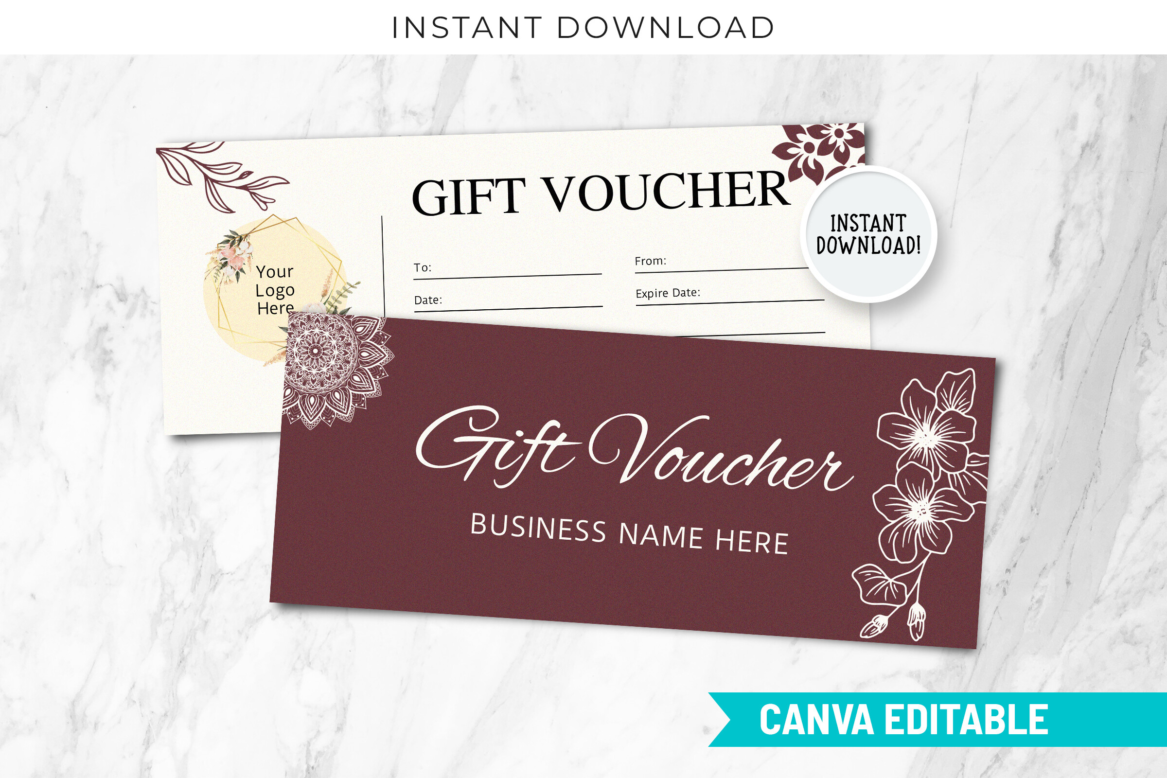 Printable Gift Voucher Editable Canva
