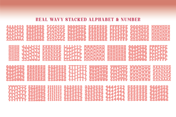 Real Wavy Stacked Font PNG with transparent background - Preview 2