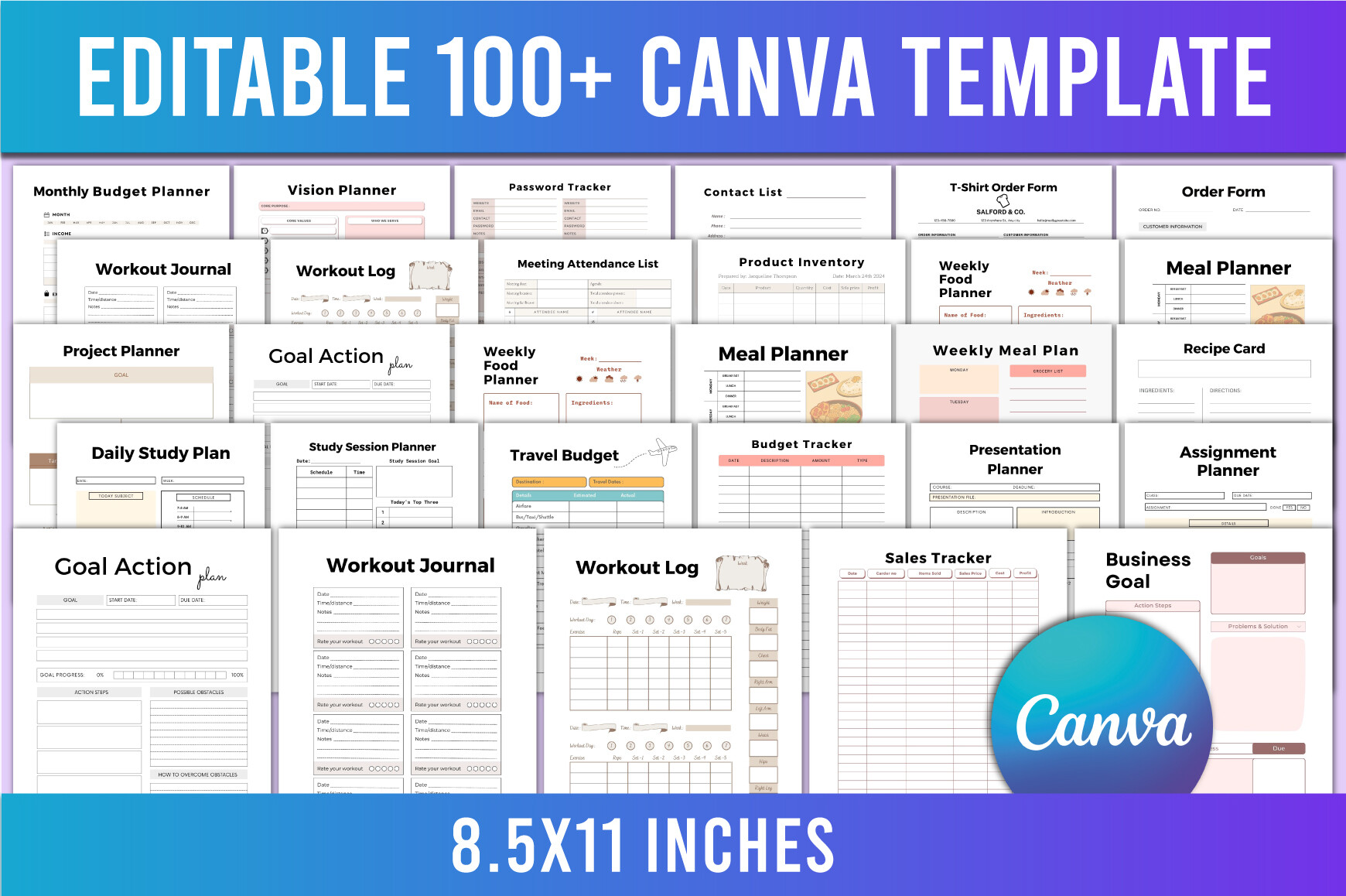 Editable 100+ Canva Template