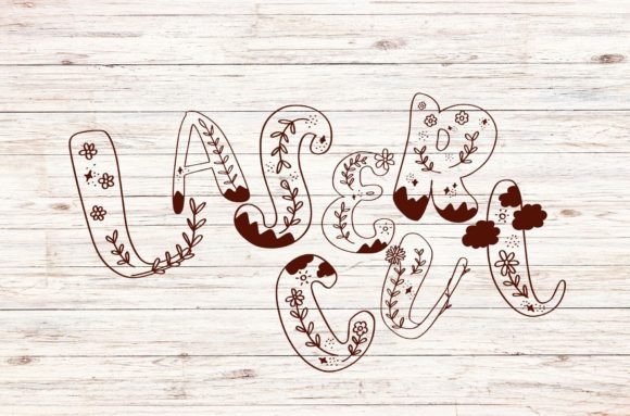Flowers Mountains Font PNG with transparent background - Preview 4