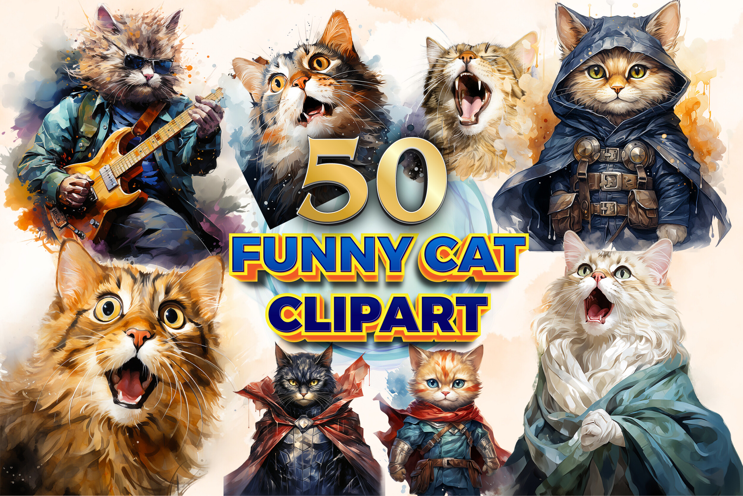 Funny Cat Clipart & Sublimation Graphic by Designova · Creative Fabrica