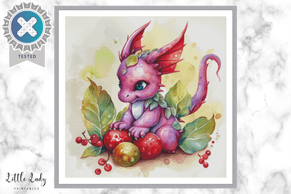 Pink Dragon Cross Stitch Pattern PDF
