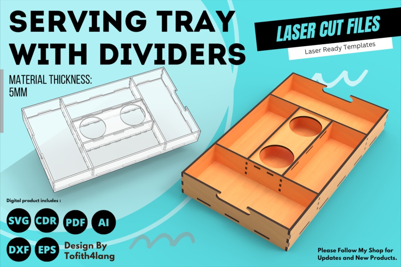 Serving Tray with Dividers, Laser Cut laser cut file