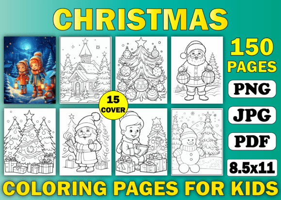 150 Christmas Coloring Pages for Kids
