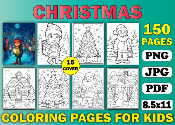 150 Christmas Coloring Pages for Kids