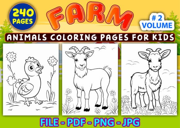 240 Farm Animals Coloring Pages for Kids