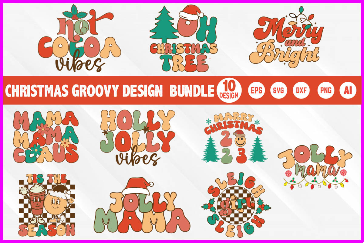 Christmas Groovy Design Bundle Graphic by Designer_Sultana · Creative ...