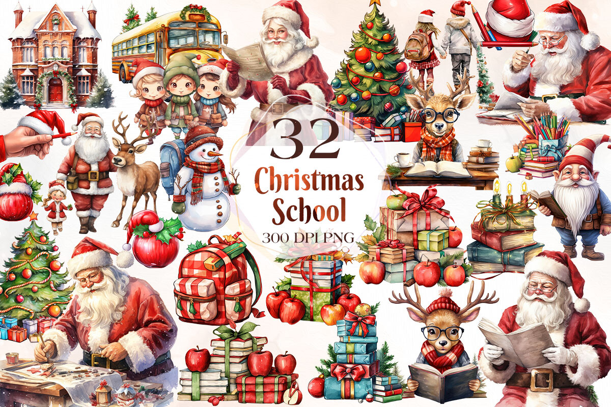 Collection of School Christmas Cliparts - photo 1