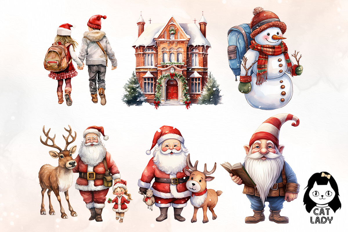 Collection of School Christmas Cliparts - photo 2