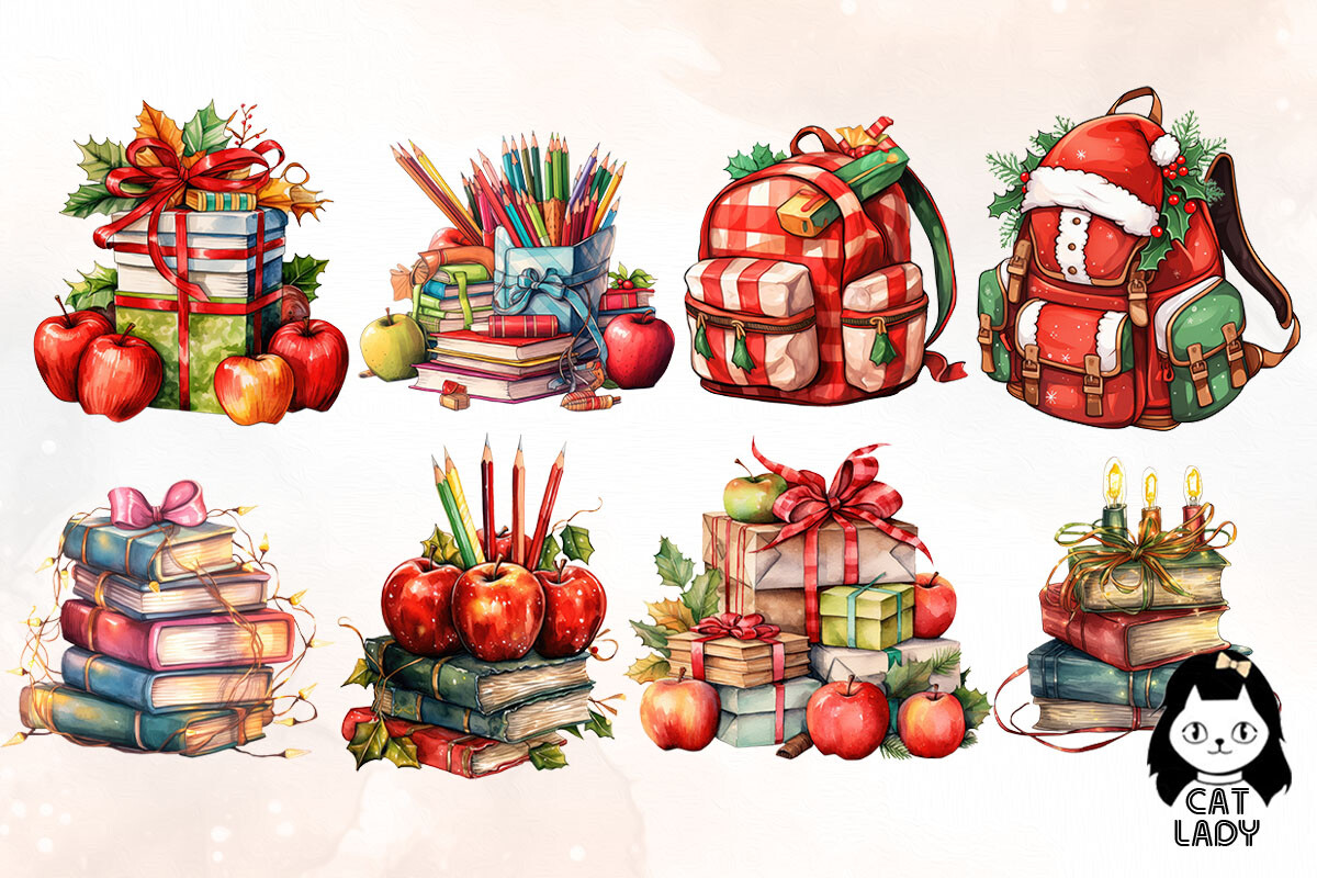 Collection of School Christmas Cliparts - photo 3