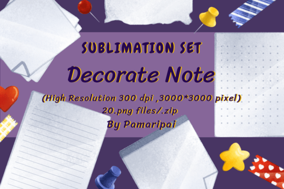 Decorate Note Sublimation Set Graphic Illustrations By pam.aripai