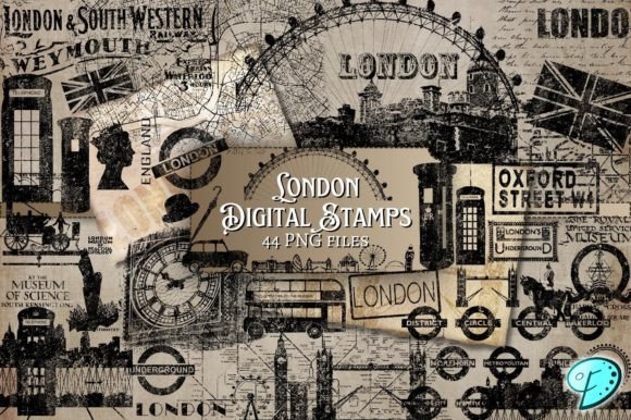 London Digital Stamp Kit PNG Clipart