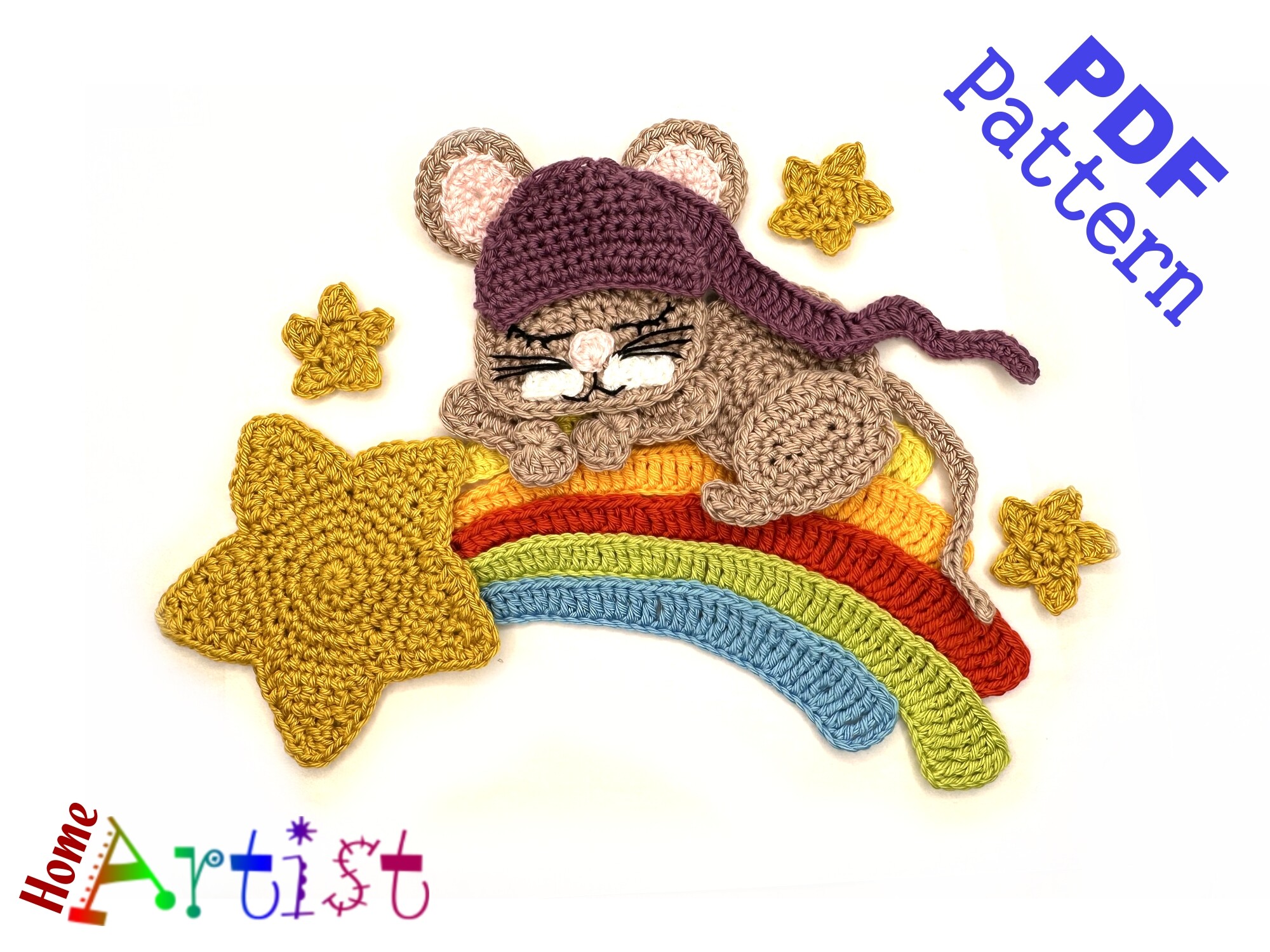 Mouse Shooting Star Crochet Applique