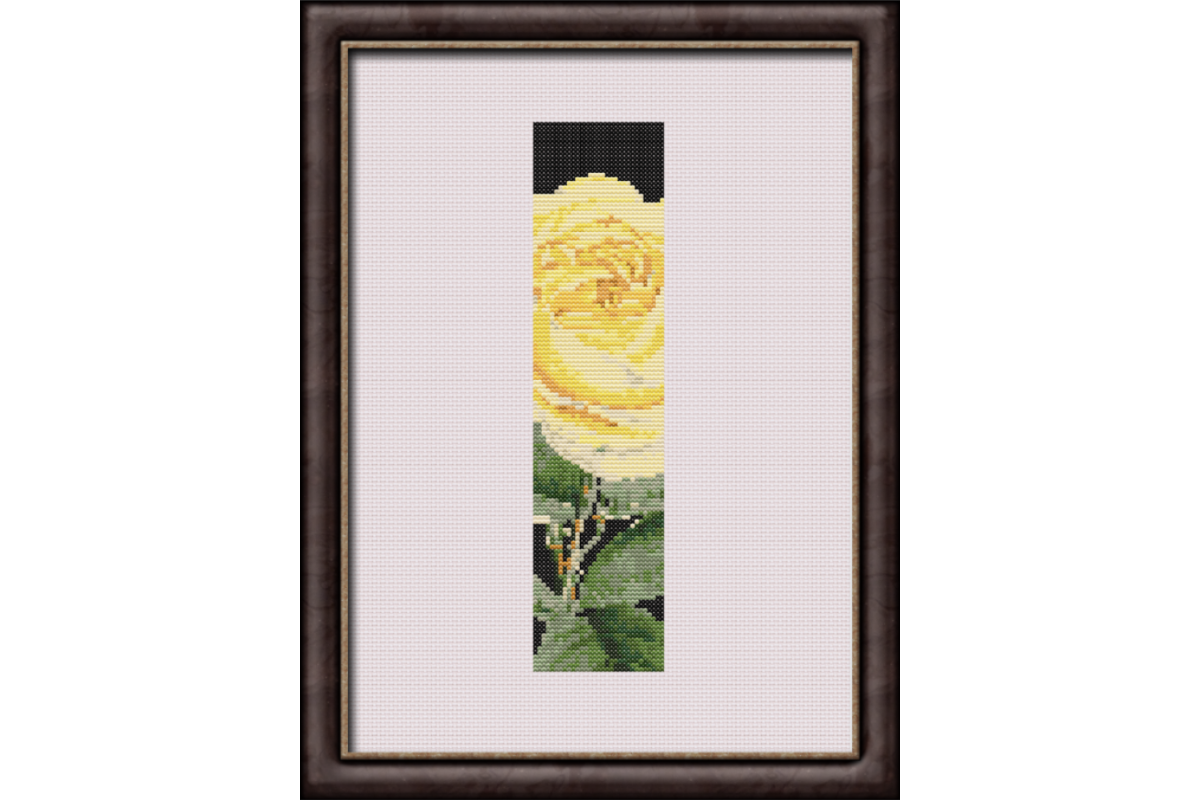 Yellow Rose on Black I Monogram