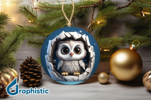 Cute Owl Break Through 3D Ornament (13) Graphic Illustrations By Graphistic