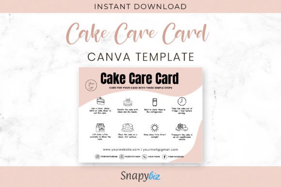 Editable Cake Care Card Canva Template