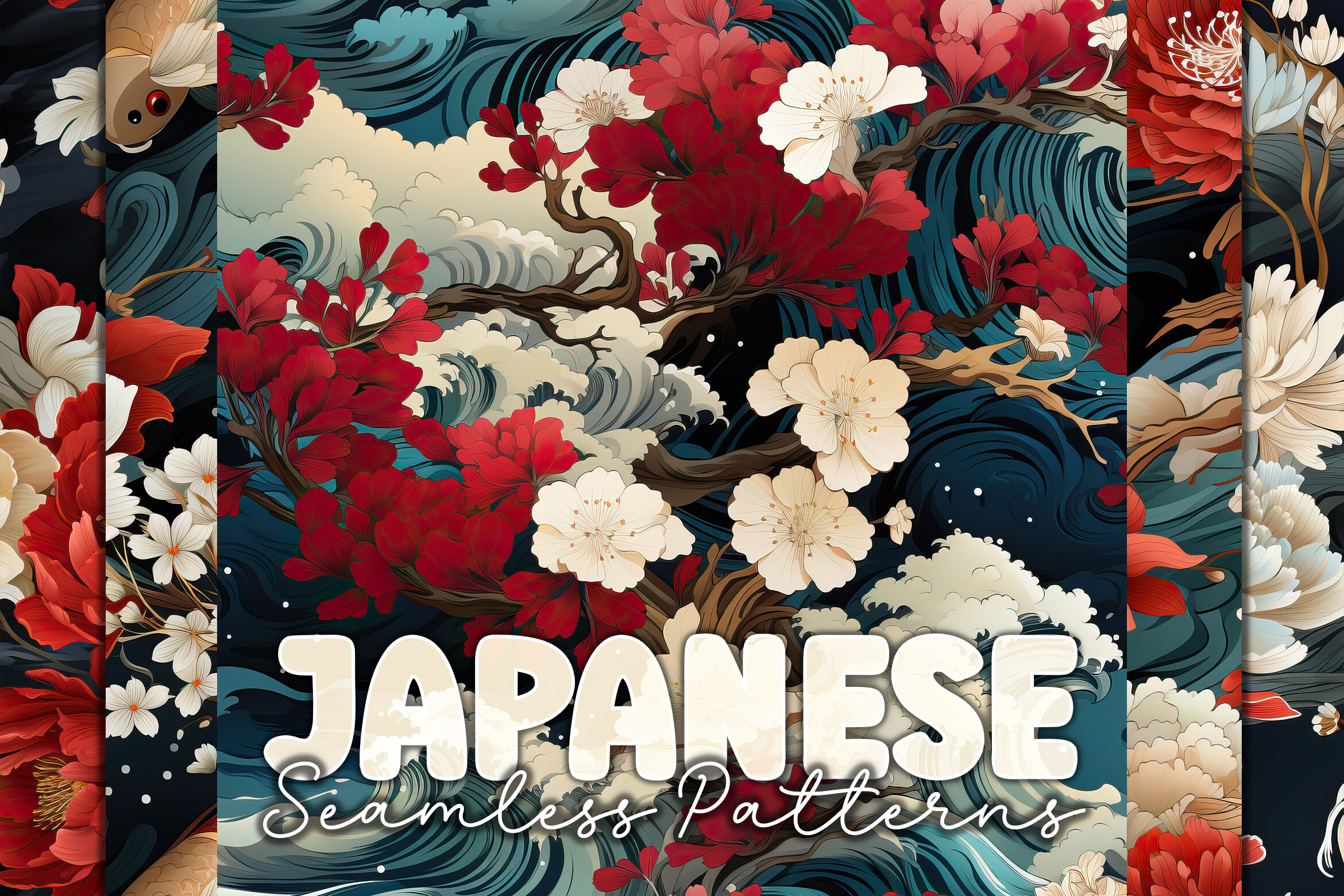 Japanese Seamless Patterns Graphic by curvedesign · Creative Fabrica