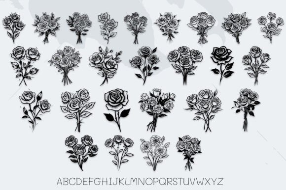 Rose Bouquet Font PNG with transparent background - Preview 1