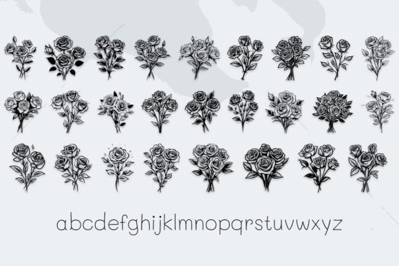 Rose Bouquet Font PNG with transparent background - Preview 2