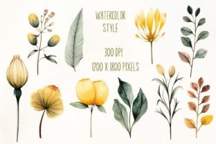 Watercolor Yellow Flowers Clipart Bundle Graphic by Andel creative ...